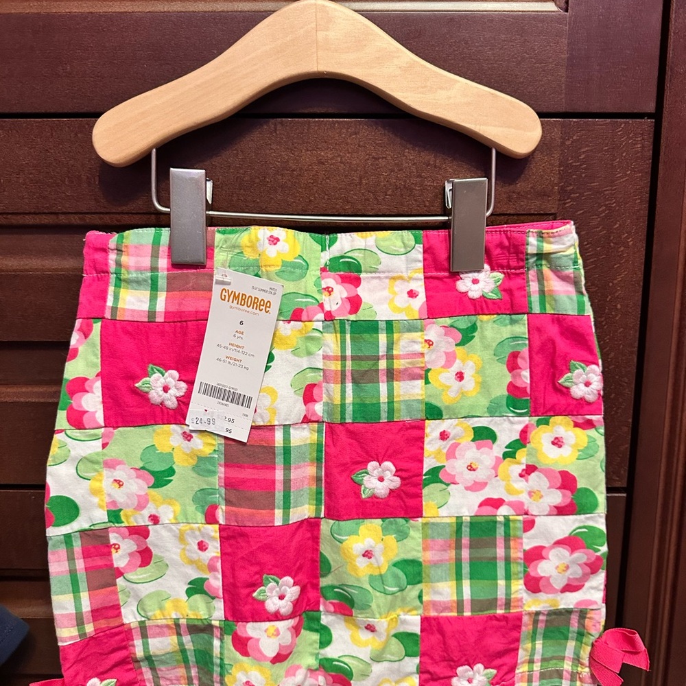 Gymboree Floral Patchwork Skirt - Pink and Green
